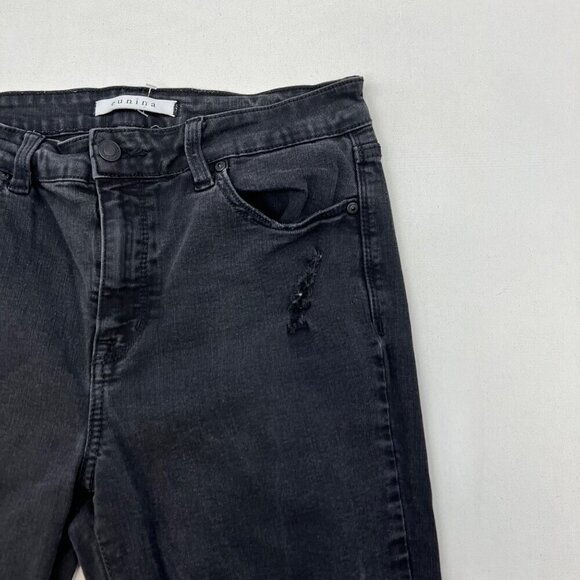 Eunina Women’s Clara Skinny Cropped Jeans Distressed Faded Black Size 11 - Picture 3 of 10